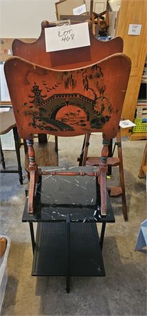 Black & Faux Marble Top End Table & Wood HP Magazine Rack