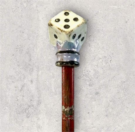 Vintage Dice Top Carnival Cane Walking Stick Souvenir Prize