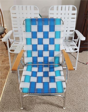 3 Folding Webbed Chairs