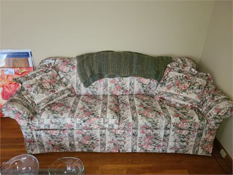 Sage & Pink Floral Sleeper Sofa Couch