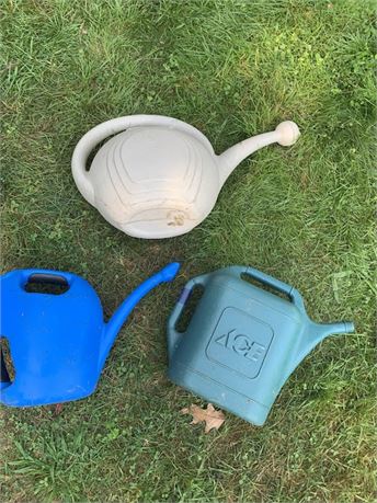 Plastic Watering Can Lot Of 3