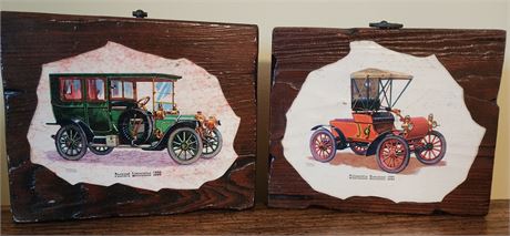 Antique Early Cars Prints On Wall Plaques by Frederick Elmiger