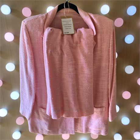 VGR Pink Linen Blend One-Button Blazer Jacket & Matching Pencil Skirt