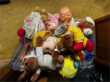 Lot of Vintage Baby dolls and Plush