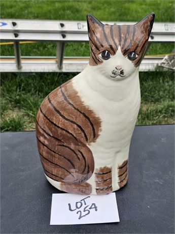 Decorative Stripe Brown/White Cat Sculpture