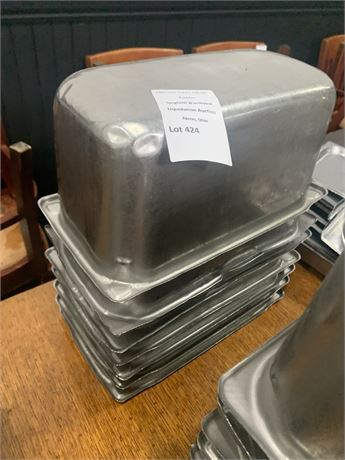 Square Stainless Steel Hotel Pans/Prep Food Storage Pans (Lot of 7)