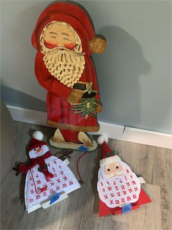 Christmas Holiday Decor Wood Father Christmas Snowman & Santa Advent Calendars