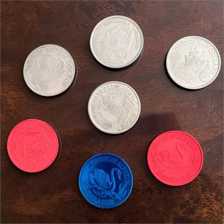 1970s Mardi Gras Doubloons - Witch Doctor, Port of New Orleans, Krewe of Alpheus