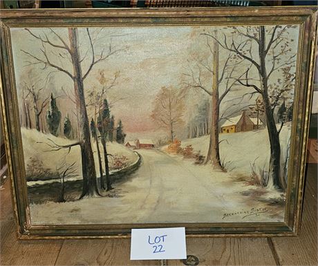 1936 Signed Bernardine Sister Oil On Canvas Painting