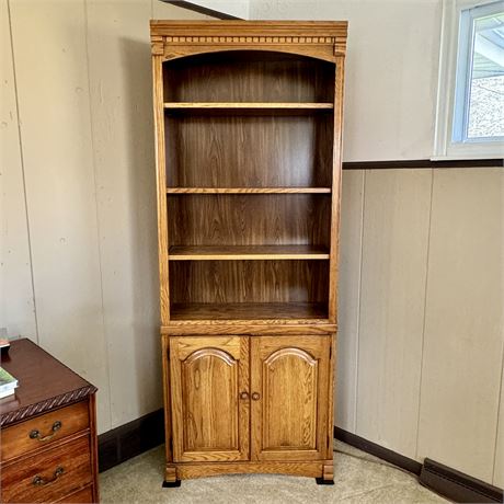 Wooden Bookcase w/ Cabinet Storage - Approx. 76"T x 29.5 x 12"D