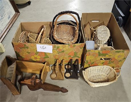 Baskets & Small Wood Shelf Units & More
