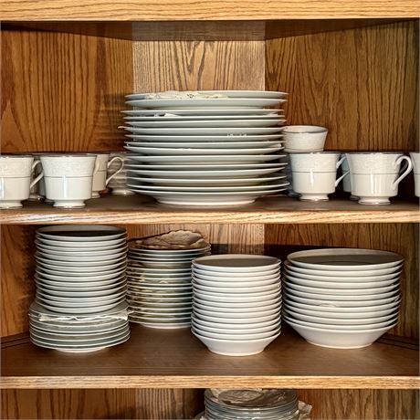 Salem Lace Bouquet (Platinum Trim) 7-Piece Service for 8 w/ Extra Dishes