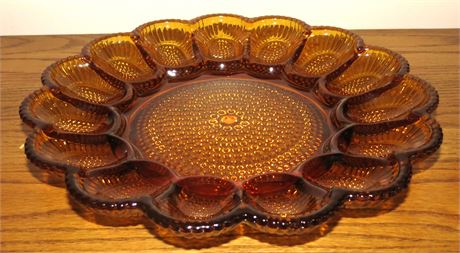 Indiana Glass Amber Egg Platter