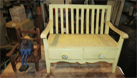 Doll Bench, Chair, Wood Figure