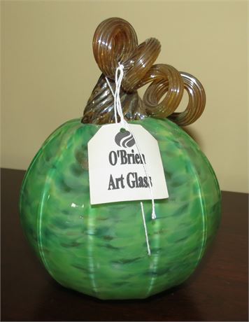 O'Brien Art Glass Green Pumpkin