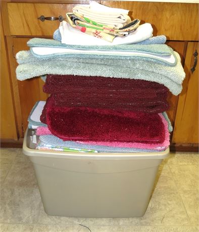 Tote of Rugs, Linens, etc