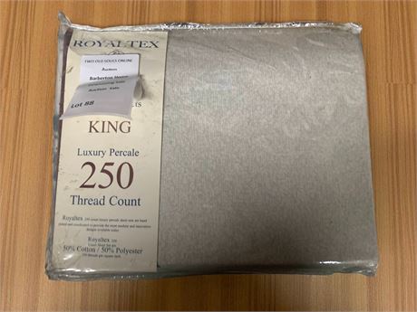 Beige Royaltex King-Sized Luxury Percale Sheet Set 250 Thread Count 50% Cotton