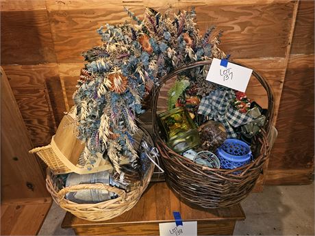 Mixed Outdoor & Basket Lot: Floral / Decor & More