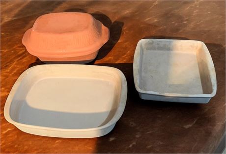 Pampered Chef Stoneware Casserole Dishes & Litton Terra Cotta Simmer Pot
