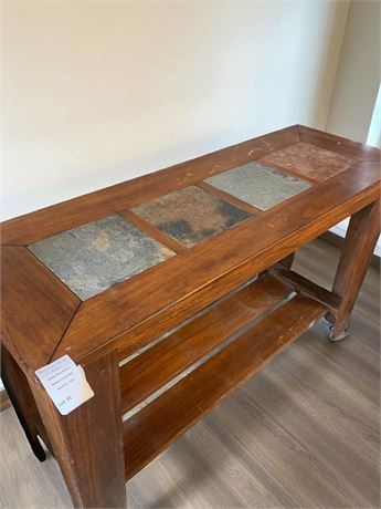 Toscana Console/Sofa Table By Ashley Furniture W/Natural Slate Tile Inserts