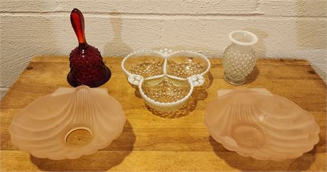 Assorted Glass: Hobnail, Bell, Etc.