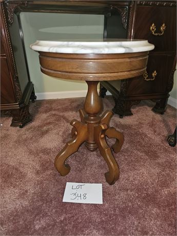 Wood & Marble Top Plant Stand