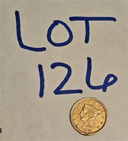 1856 90% Gold $2.50 Liberty Head Coin - Damage to Rim 2.6 dwt