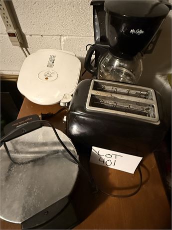 Small Appliances-Toaster, George Forman, Waffle Maker, Coffee Pot