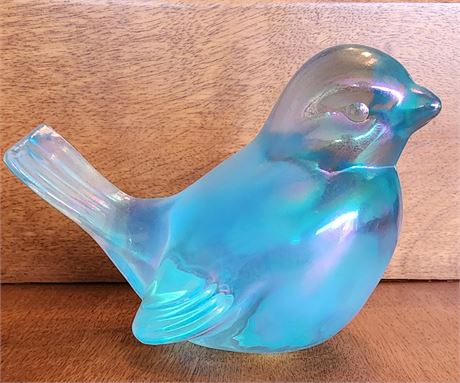 FENTON~ Iridescent Blue Carnival Glass Bird