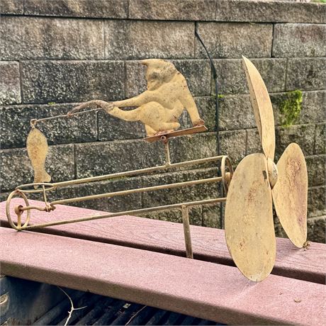 Adorable Cat & Fish Garden Whirligig
