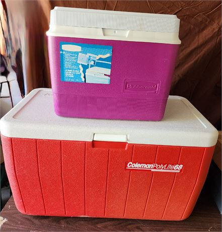 2- Coolers 68Qt.-Coleman & 24Qt.-Rubbermaid