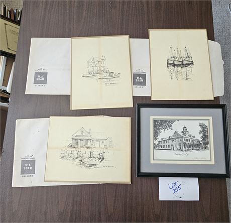 Signed Dick Maloney "Zoar Hotel" Print & W.A Shaw Unframed Gallery Prints