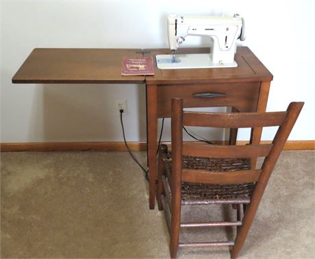 Singer Sewing Machine Table, Vintage Chair