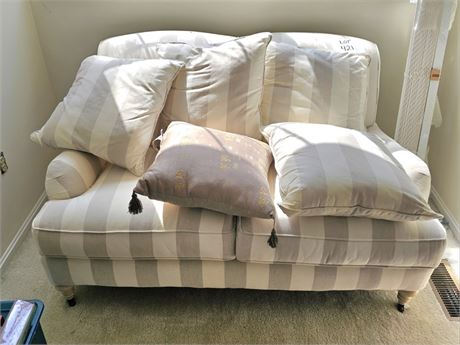 Tan & White Stripe Loveseat