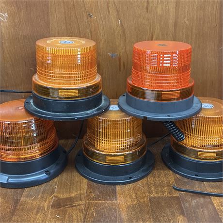 Lot of 5 Magnetic Base LED Emergency Caution 12V Flasher Lights