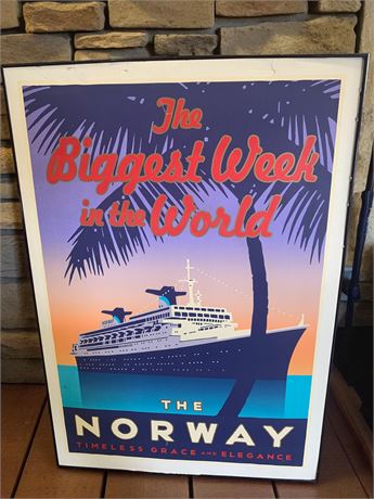 Vintage Travel Poster S.S. Norway Timeless Grace and Elegance Wall Art