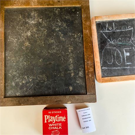 Antique School Slates & Vintage Playtime White Chalk