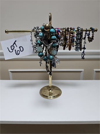 Mixed Costume Jewelry / Bracelets & Brass Holder