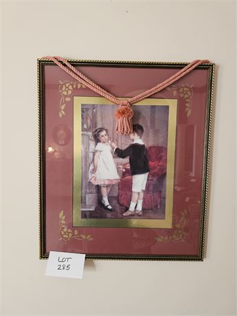 Framed Vintage-Style Art Print Featuring Two Children