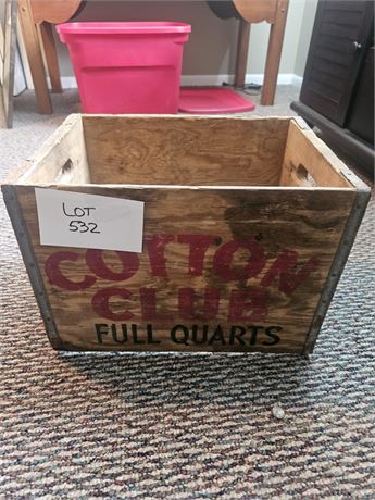 Vintage Cotton Club Wood Quart Crate