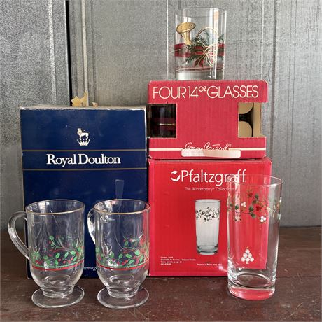 Mixed Vintage Holiday Glassware Sets
