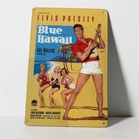 Tin Metal Sign Of Movie Poster For Elvis Presley in Blue Hawaii
