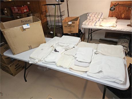 Large Box of White Bath Towels / Hand Towels & Wash Cloths