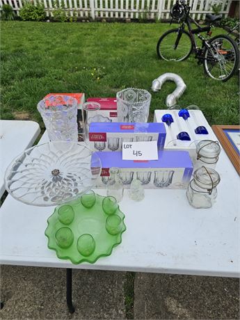 Mixed Glass Lot- Depression Green, Fifth Ave, Cristal D' Aaques  & More
