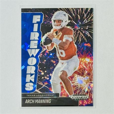 Arch Manning - 2025 Panini Prizm Black Fireworks Blue Ice Football Card 003/125