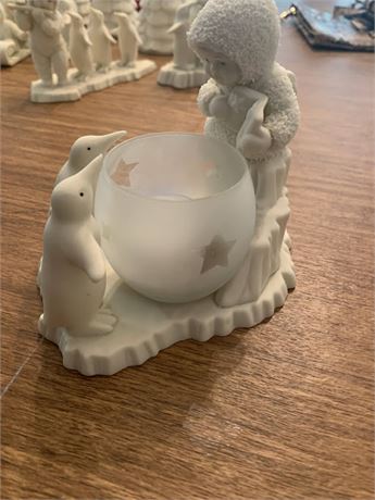 Dept 56 Snowbabies Figurine With Penguins "Once Upon A Time" Votive Candleholder