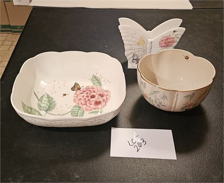 Lenox Butterfly Meadow Bowl & Morningside Cottage Bowl & Napkin Holder