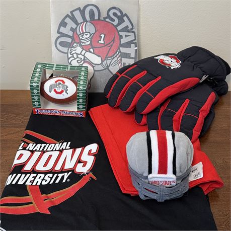 Ohio State Buckeyes Lot - NOS T-Shirt, Winter Gloves and More