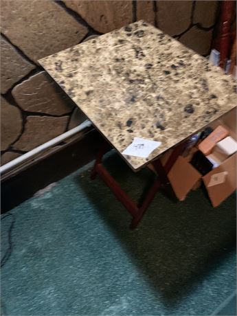 Wood Folding Table With Faux Marble Top