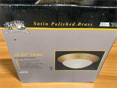 Hampton Bay 16 3/4" Dome Ceiling Fixture W/Polished Brass Finish Alabaster Glass